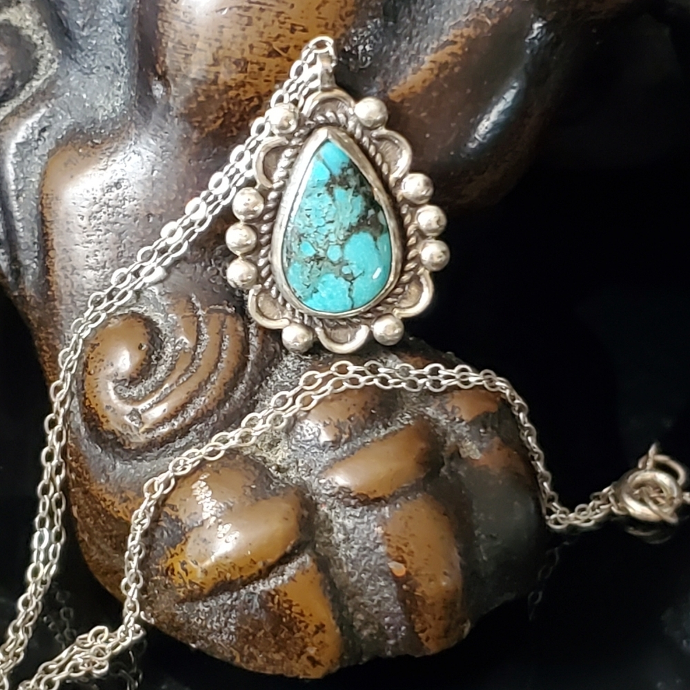 Vintage Bell Trading sterling silver and turquoise southwestern pendant